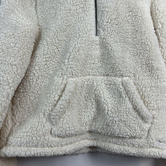 Hollister Cream Medium Sherpa Half Zip Cropped Pullover Fleece Sweater Warm Cozy - Picture 3 of 6